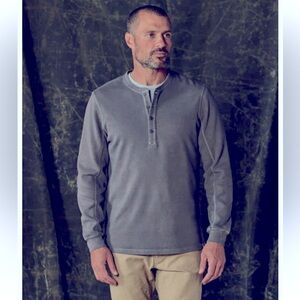Carbon2cobalt Men's slate grey/ Blue Henley thermal Shirt